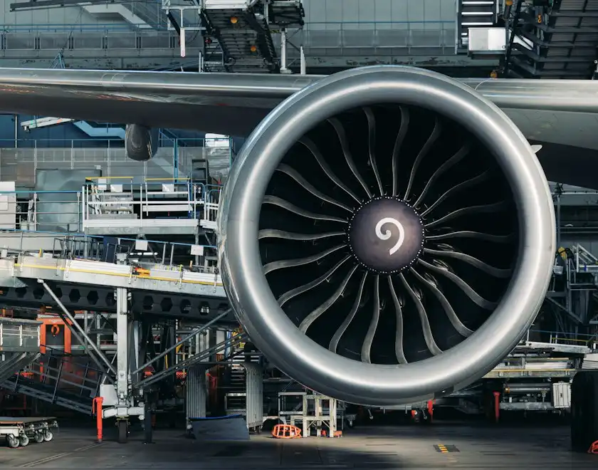 Aircraft engine in a maintenance area